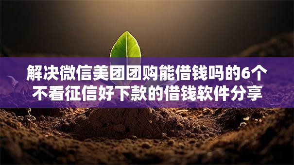 解决微信美团团购能借钱吗的6个不看征信好下款的借钱软件分享