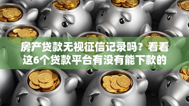 房产贷款无视征信记录吗？看看这6个贷款平台有没有能下款的
