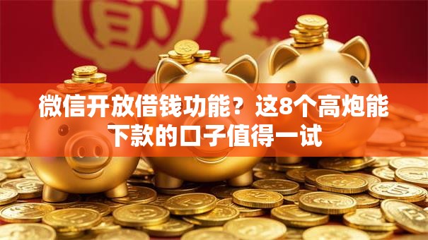 微信开放借钱功能？这8个高炮能下款的口子值得一试