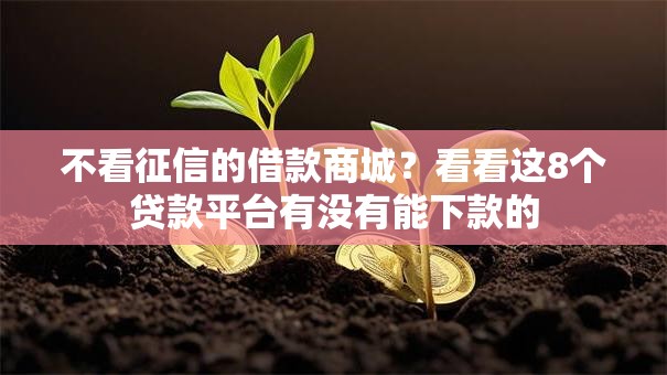 不看征信的借款商城？看看这8个贷款平台有没有能下款的