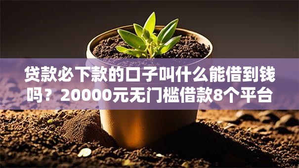 贷款必下款的口子叫什么能借到钱吗？20000元无门槛借款8个平台推荐
