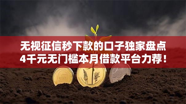 无视征信秒下款的口子独家盘点4千元无门槛本月借款平台力荐！分享小额网贷口子4千元无门槛借款