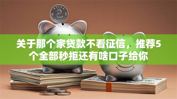关于那个家贷款不看征信，推荐5个全部秒拒还有啥口子给你