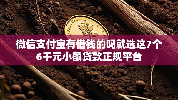 微信支付宝有借钱的吗就选这7个6千元小额贷款正规平台