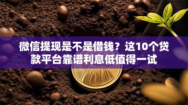 微信提现是不是借钱？这10个贷款平台靠谱利息低值得一试