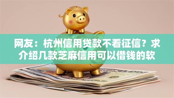网友：杭州信用贷款不看征信？求介绍几款芝麻信用可以借钱的软件