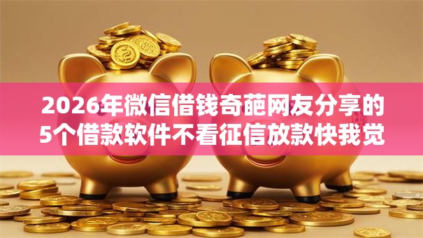 2026年微信借钱奇葩网友分享的5个借款软件不看征信放款快我觉得不错！