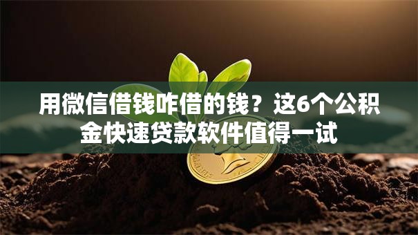 用微信借钱咋借的钱？这6个公积金快速贷款软件值得一试