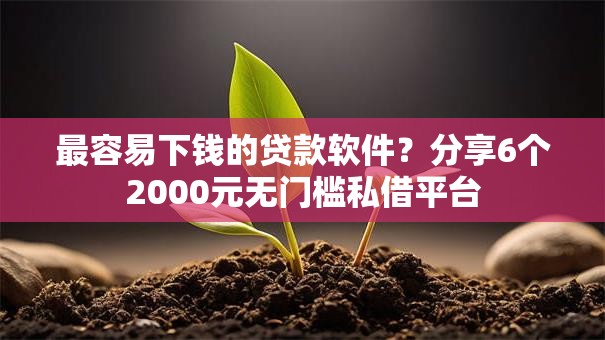 最容易下钱的贷款软件？分享6个2000元无门槛私借平台