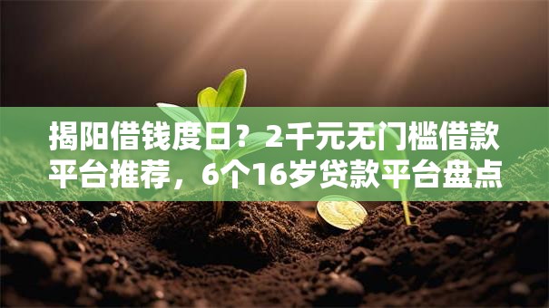 揭阳借钱度日？2千元无门槛借款平台推荐，6个16岁贷款平台盘点