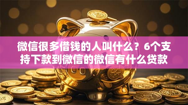 微信很多借钱的人叫什么？6个支持下款到微信的微信有什么贷款平台