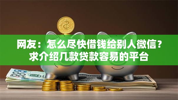 网友：怎么尽快借钱给别人微信？求介绍几款贷款容易的平台