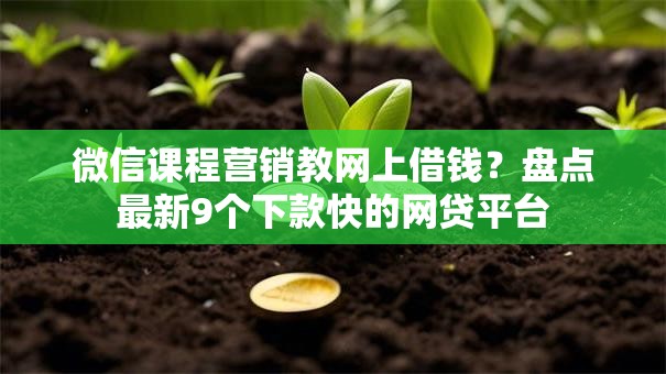 微信课程营销教网上借钱？盘点最新9个下款快的网贷平台