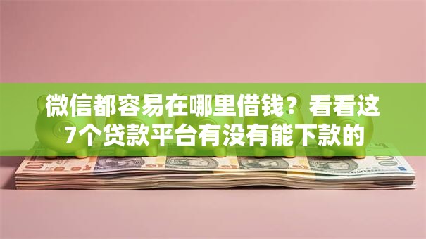 微信都容易在哪里借钱？看看这7个贷款平台有没有能下款的