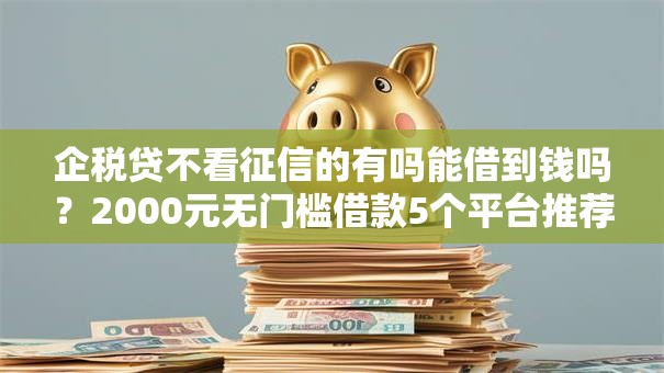 企税贷不看征信的有吗能借到钱吗？2000元无门槛借款5个平台推荐