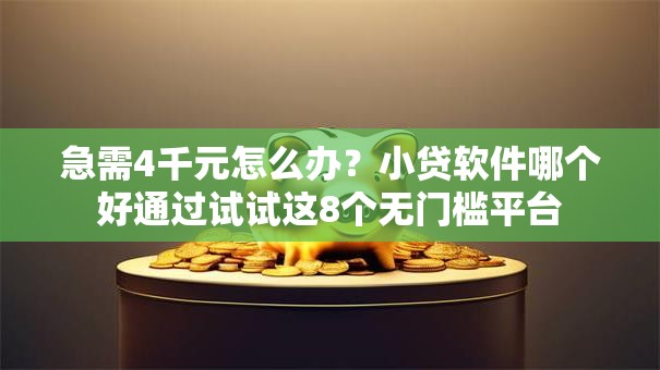 急需4千元怎么办？小贷软件哪个好通过试试这8个无门槛平台