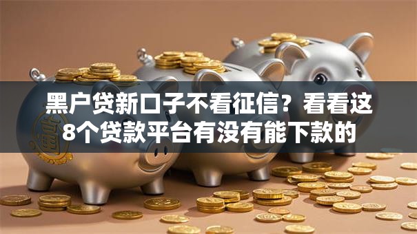黑户贷新口子不看征信？看看这8个贷款平台有没有能下款的