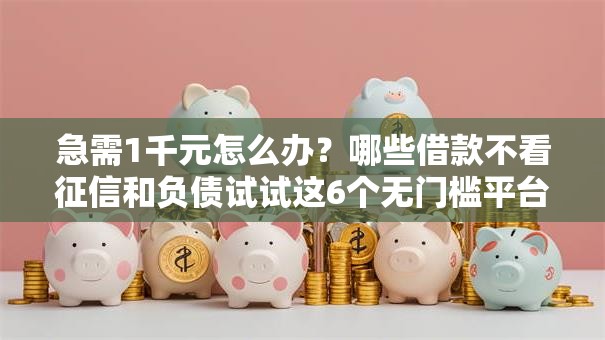 急需1千元怎么办？哪些借款不看征信和负债试试这6个无门槛平台
