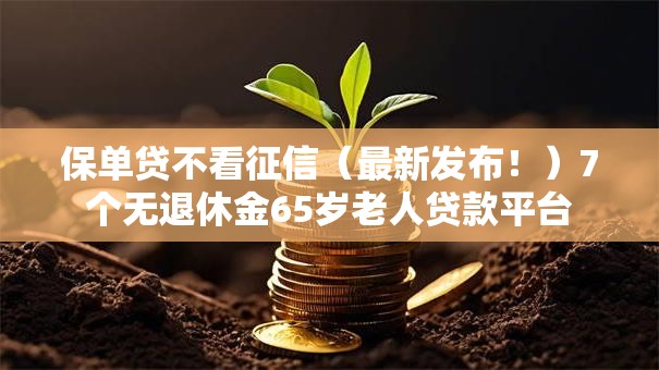 保单贷不看征信（最新发布！）7个无退休金65岁老人贷款平台