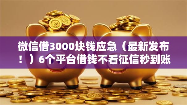 微信借3000块钱应急（最新发布！）6个平台借钱不看征信秒到账