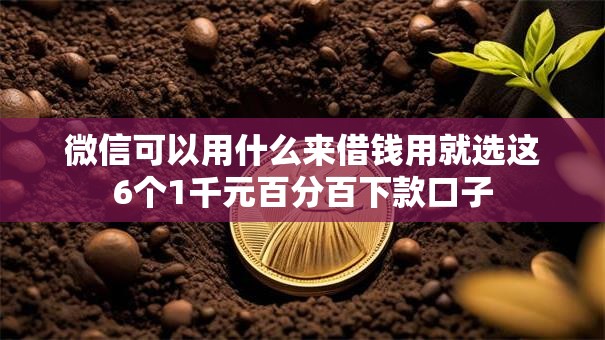 微信可以用什么来借钱用就选这6个1千元百分百下款口子