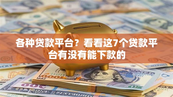 各种贷款平台？看看这7个贷款平台有没有能下款的