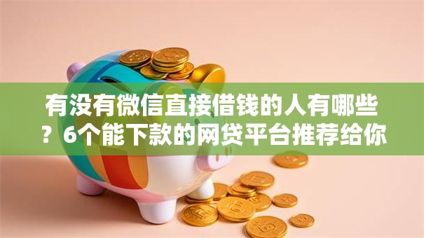有没有微信直接借钱的人有哪些？6个能下款的网贷平台推荐给你
