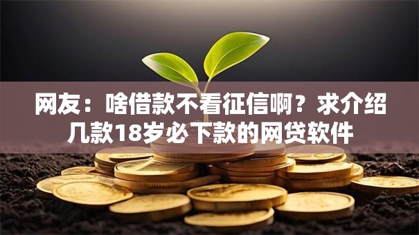 网友：啥借款不看征信啊？求介绍几款18岁必下款的网贷软件
