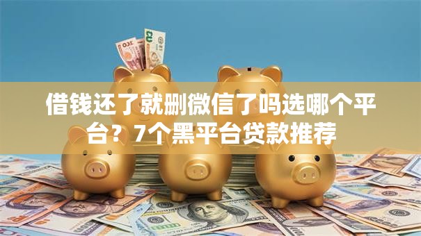 借钱还了就删微信了吗选哪个平台？7个黑平台贷款推荐