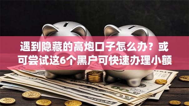遇到隐藏的高炮口子怎么办？或可尝试这6个黑户可快速办理小额贷款业务的app