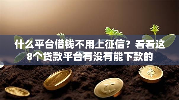 什么平台借钱不用上征信?看看这8个贷款平台有没有能下款的 什么平台借钱不用上征信?看看这8个贷款平台有没有能下款的