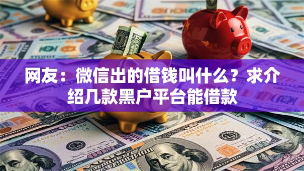 网友：微信出的借钱叫什么？求介绍几款黑户平台能借款