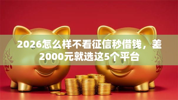 2026怎么样不看征信秒借钱，差2000元就选这5个平台