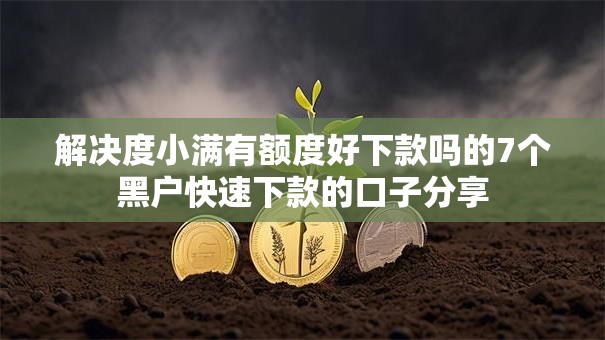 解决度小满有额度好下款吗的7个黑户快速下款的口子分享