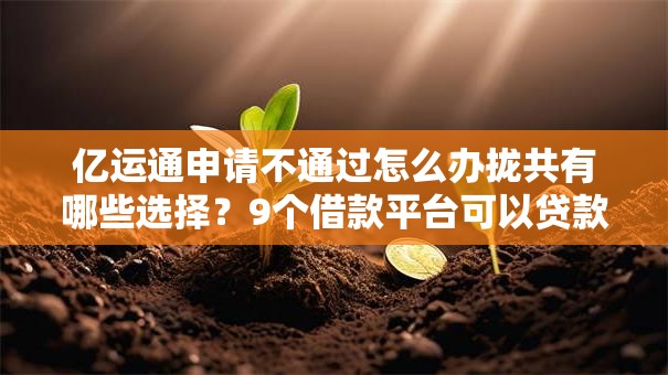 亿运通申请不通过怎么办拢共有哪些选择？9个借款平台可以贷款详解