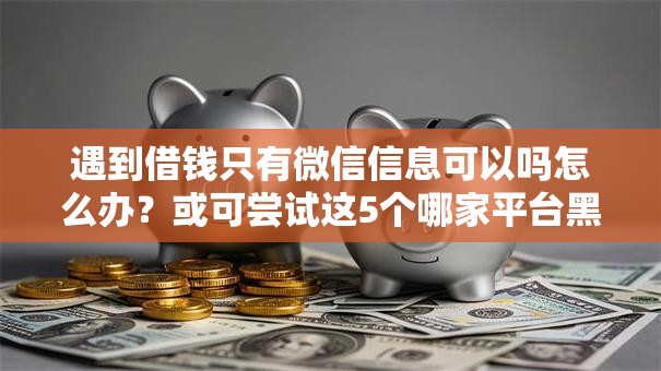 遇到借钱只有微信信息可以吗怎么办？或可尝试这5个哪家平台黑户可以借钱