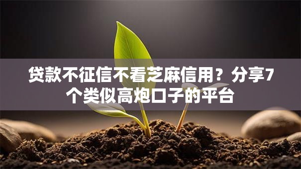 贷款不征信不看芝麻信用？分享7个类似高炮口子的平台