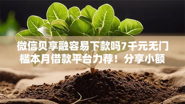 微信贝享融容易下款吗7千元无门槛本月借款平台力荐！分享小额网贷口子7千元无门槛借款