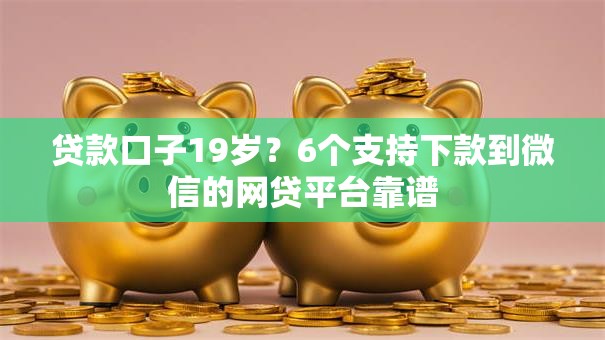 贷款口子19岁？6个支持下款到微信的网贷平台靠谱