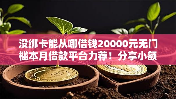 没绑卡能从哪借钱20000元无门槛本月借款平台力荐！分享小额网贷口子20000元无门槛借款