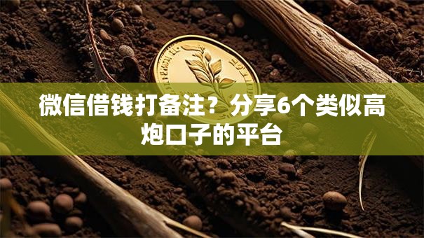 微信借钱打备注？分享6个类似高炮口子的平台