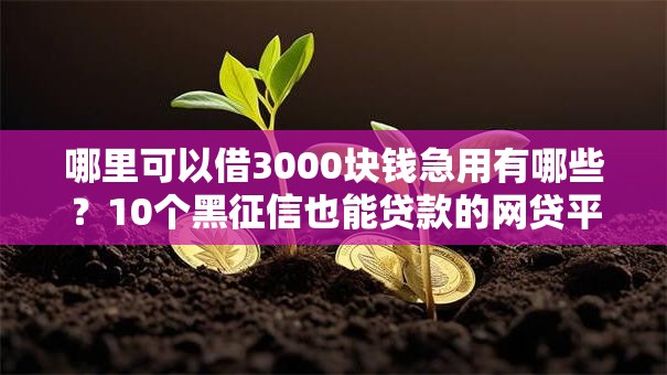 哪里可以借3000块钱急用有哪些？10个黑征信也能贷款的网贷平台推荐给你