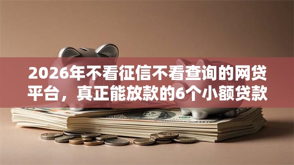 2026年不看征信不看查询的网贷平台，真正能放款的6个小额贷款软件推荐