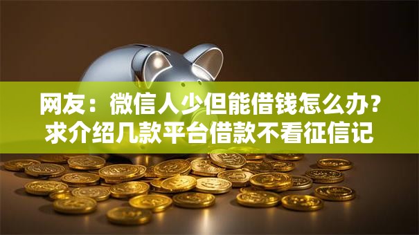 网友:微信人少但能借钱怎么办?求介绍几款平台借款不看征信记录 网友:微信人少但能借钱怎么办?求介绍几款平台借款不看征信记录