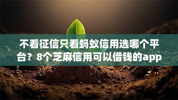 不看征信只看蚂蚁信用选哪个平台?8个芝麻信用可以借钱的app推荐 不看征信只看蚂蚁信用选哪个平台?8个芝麻信用可以借钱的app推荐