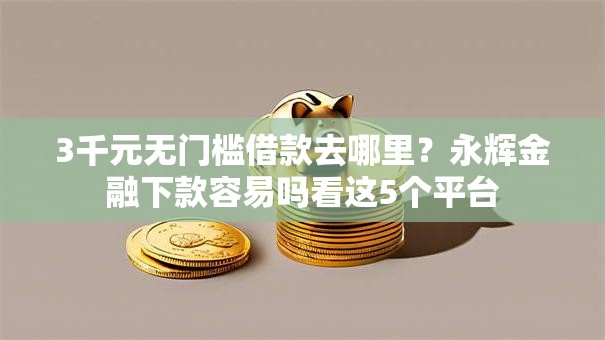 3千元无门槛借款去哪里？永辉金融下款容易吗看这5个平台