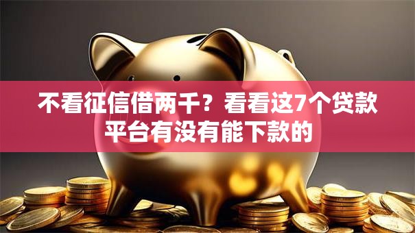 不看征信借两千?看看这7个贷款平台有没有能下款的 不看征信借两千?看看这7个贷款平台有没有能下款的