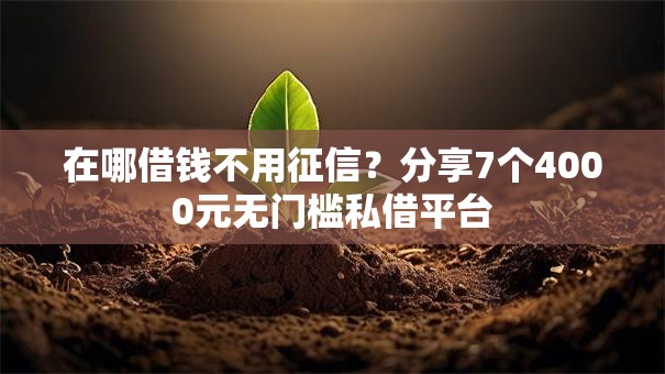 在哪借钱不用征信？分享7个4000元无门槛私借平台