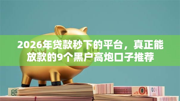 2026年贷款秒下的平台，真正能放款的9个黑户高炮口子推荐