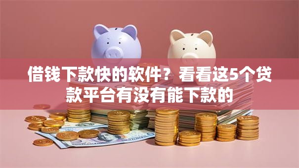 借钱下款快的软件？看看这5个贷款平台有没有能下款的